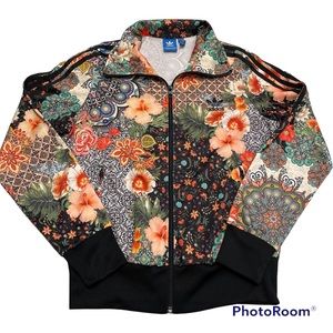 Adidas Jacket Womens M Floral Jardim Agharta Farm Rio Track Hibiscus Tropical